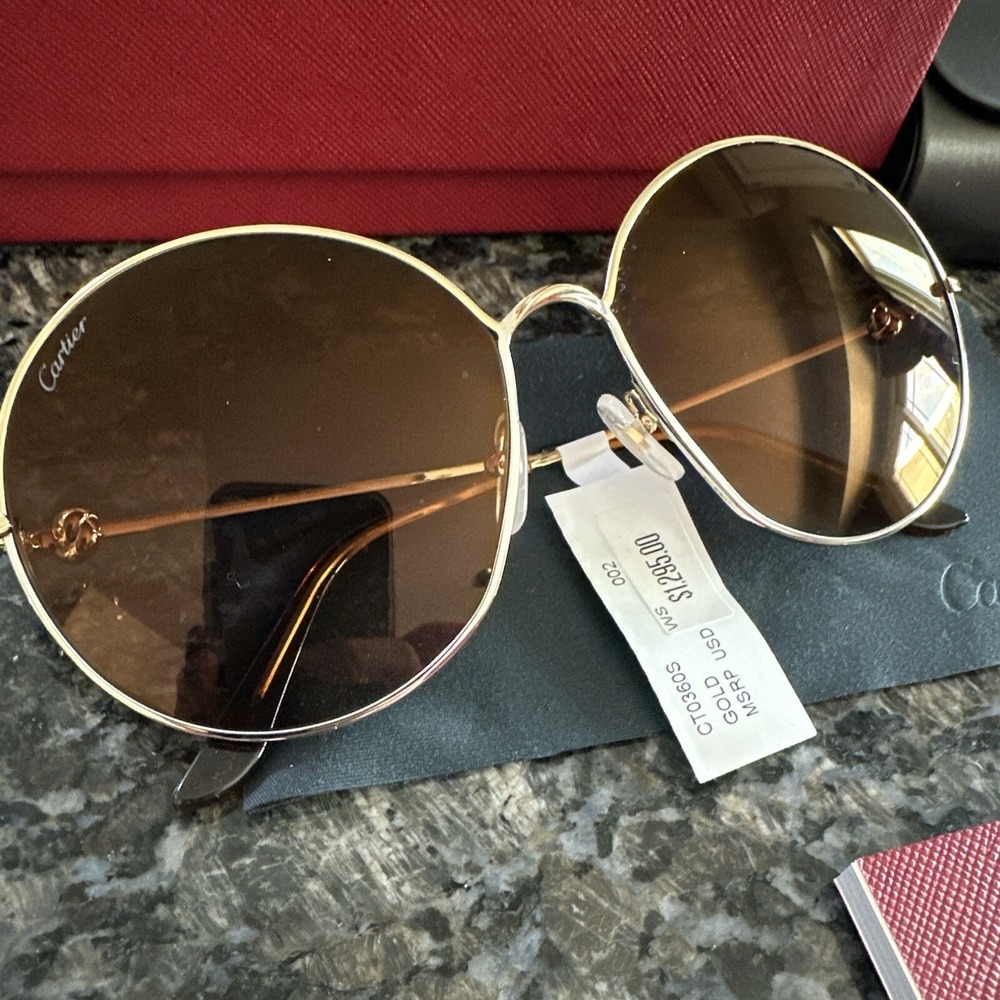Cartier Trinity sun glasses. Gold Frame CT0360S 002 New Full Kit!  $1295